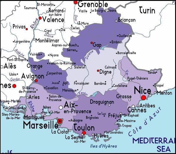 kort over Marseille regionen