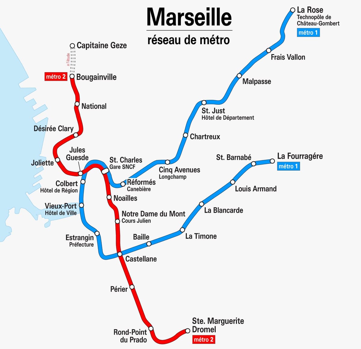 kort over Marseille subway