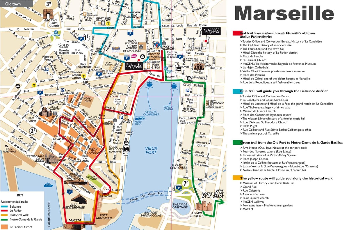 kort over Marseille walking tour